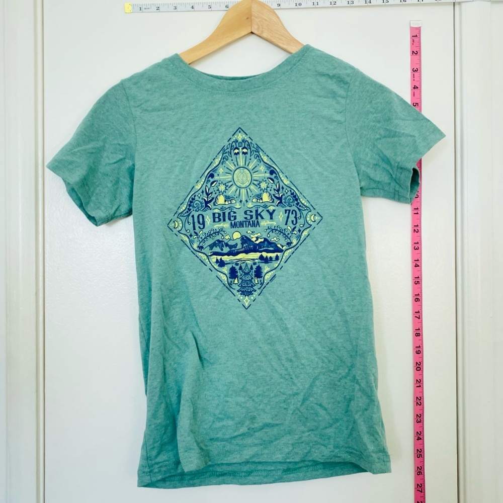 Teal Green Big Sky Montana Diamond Graphic Crewneck T-Shirt